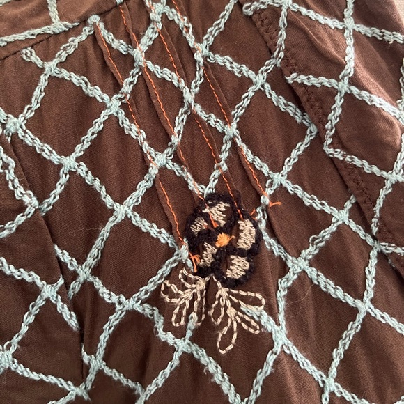 Anthropologie Burning Torch Brown Embroidered Peplum Cropped Jacket Blazer S - Picture 2 of 8